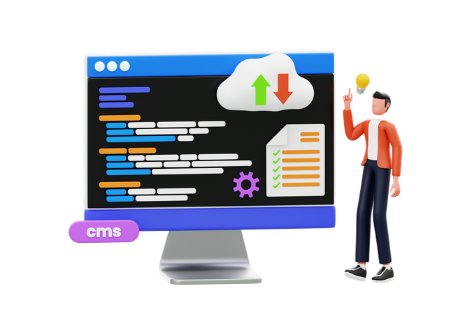 Pensar y tomar una decisión de programación  3D Illustration