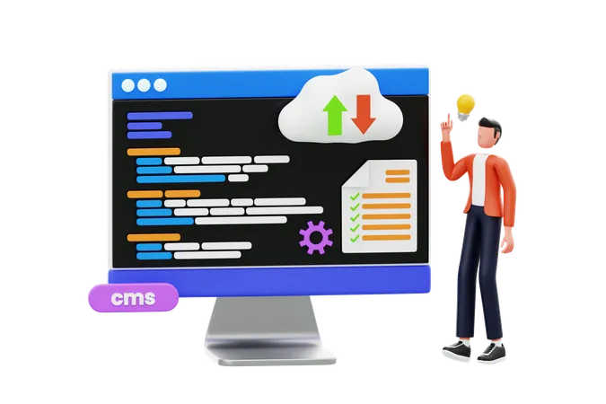 Pensar y tomar una decisión de programación  3D Illustration