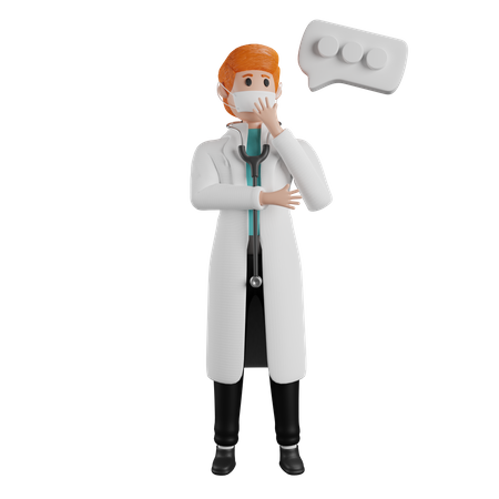 Doctor pensativo  3D Illustration