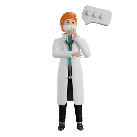 Doctor pensativo  3D Illustration