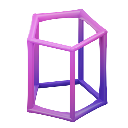 Pentagonal Prism Wireframe  3D Icon