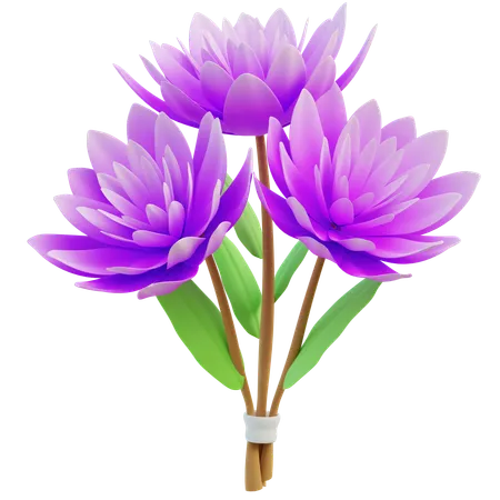 Lush Lavender Peony Flowers With White Ribbon 3D Icon