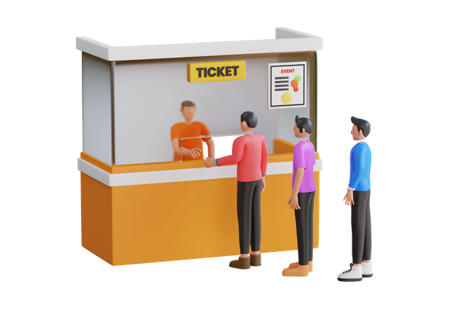 People buy tickets  3D Illustration