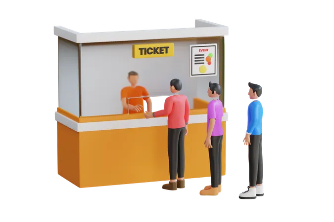 People buy tickets  3D Illustration