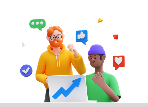 People Celebrate Business Growth  3D Icon