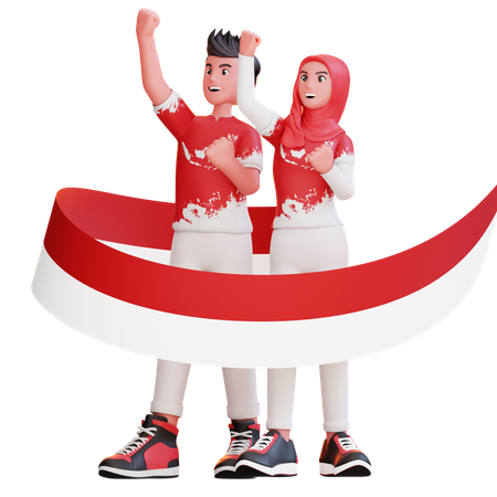 People celebrate Indonesian Independence Day  3D Illustration