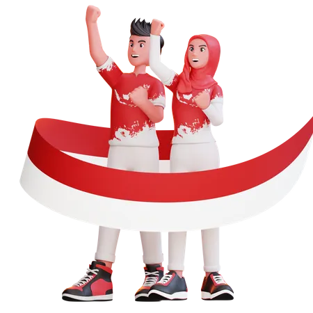 People celebrate Indonesian Independence Day  3D Illustration