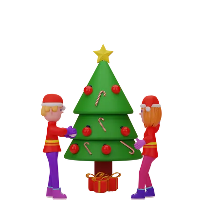 People Celebrating Christmas  3D Illustration