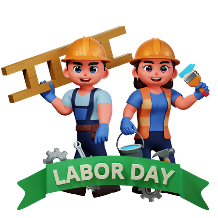 People celebrating  Labor Day  3D Icon