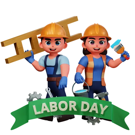 People celebrating  Labor Day  3D Illustration
