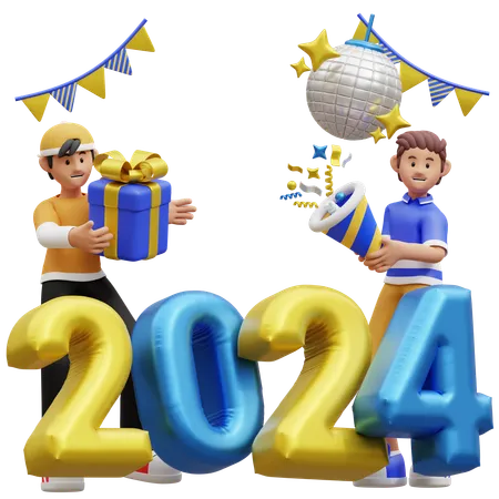 People Celebrating New Year Party  3D Illustration