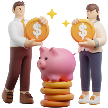 People Collecting Money  3D Icon