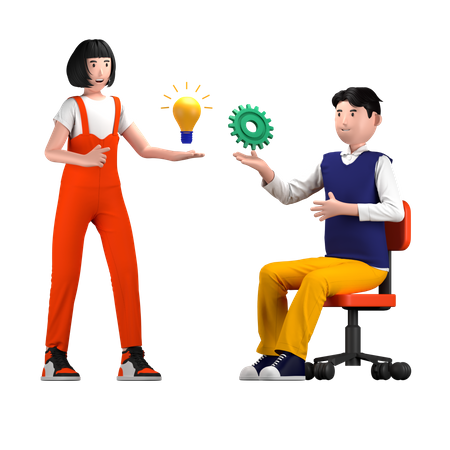 People Doing Brainstorming  3D Icon