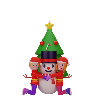 3 D Rendering People Celebrating Christmas And New Year 3D Illustration