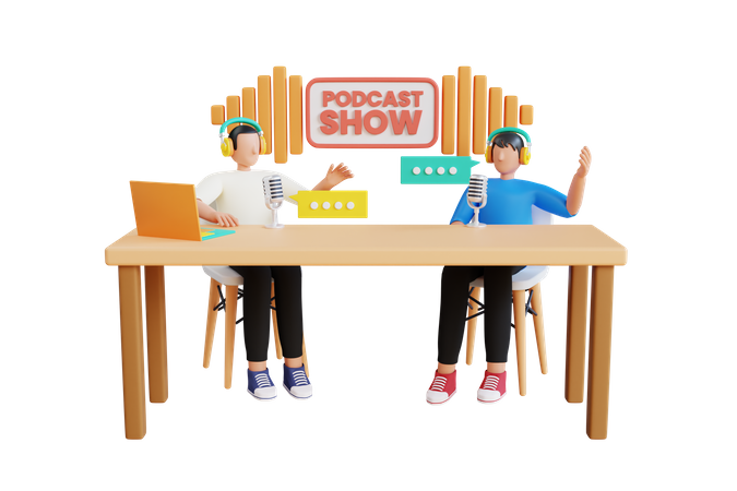 People Doing Live Podcast Show  3D Icon