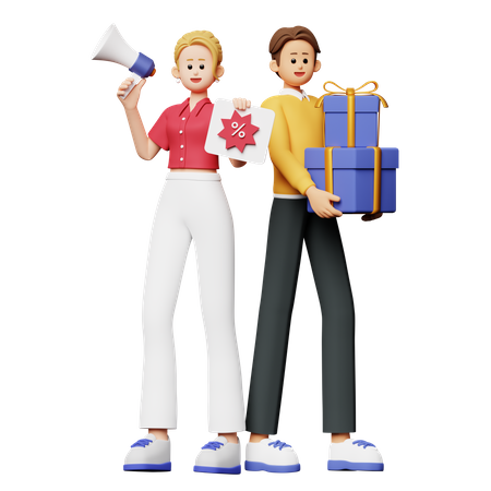 People Doing Marketing  3D Icon