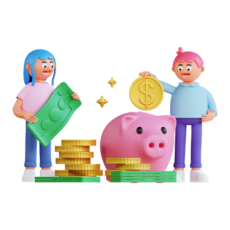 People doing money investment  3D Illustration