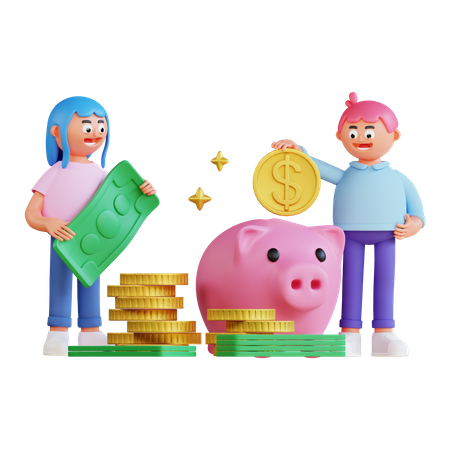 People doing money investment 3D Illustration