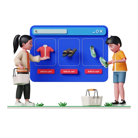 People doing online shopping  3D Illustration