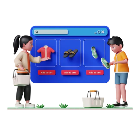 People doing online shopping  3D Illustration
