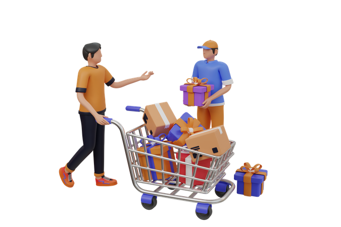 People doing shopping for reward  3D Icon
