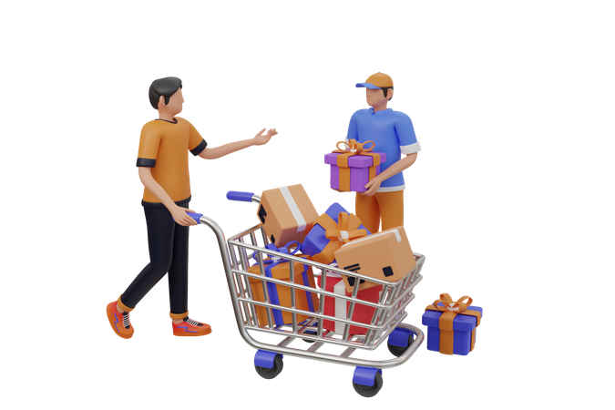 People doing shopping for reward  3D Illustration