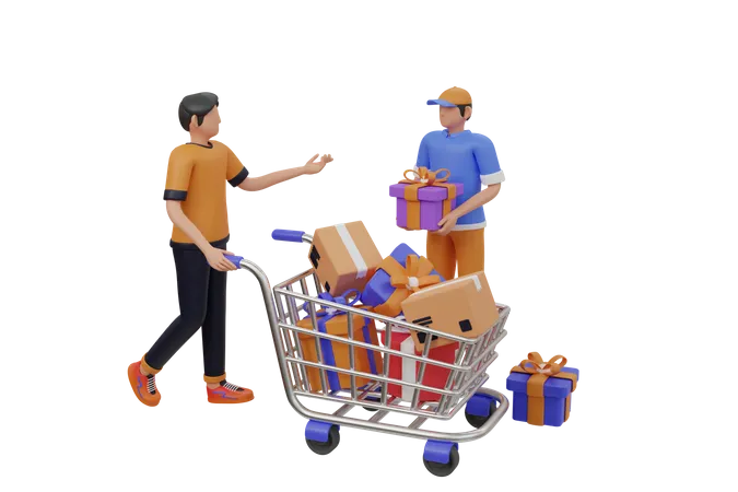 People doing shopping for reward  3D Illustration