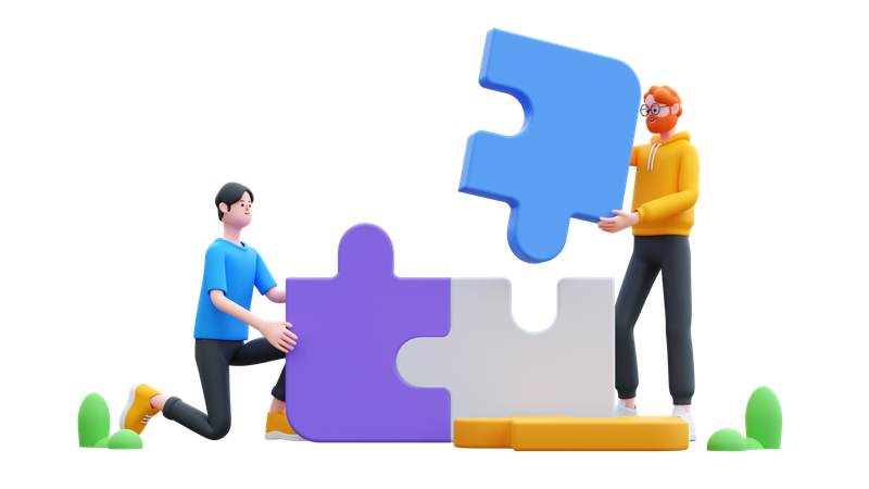 People Doing Team Work  3D Icon