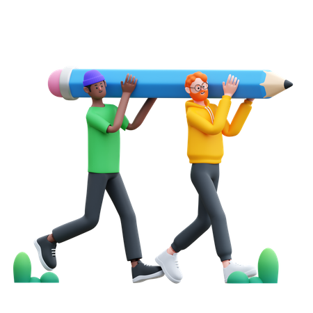 People Doing Team Work  3D Icon