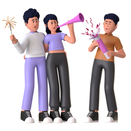 People Enjoying New Year Party  3D Icon