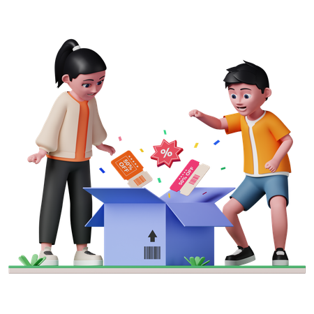 People getting discount coupon  3D Icon