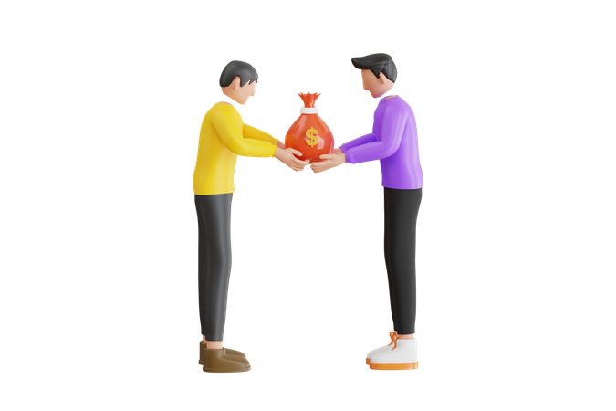People Giving Donations To Needy  3D Illustration