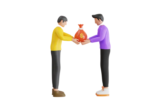 People Giving Donations To Needy 3 D Illustration The Concept Of Giving Money To The Needy 3 D Illustration 3D Illustration