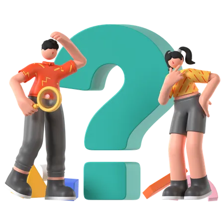 People Having Question  3D Illustration