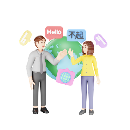 People is communicating in foreign language  3D Icon