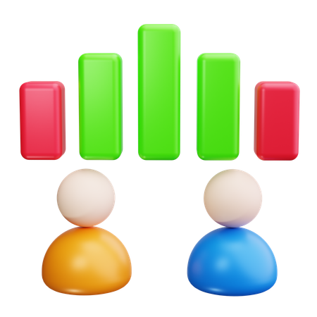 People lifting bar graph  3D Icon