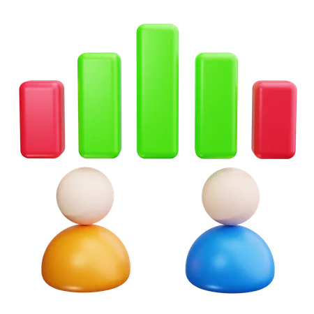 People lifting bar graph  3D Icon