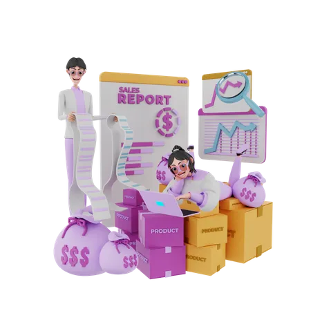 People making product report  3D Illustration