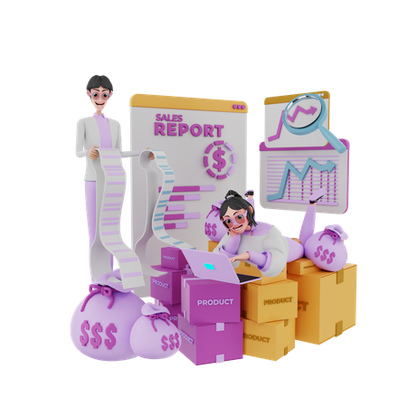People making product report 3D Illustration