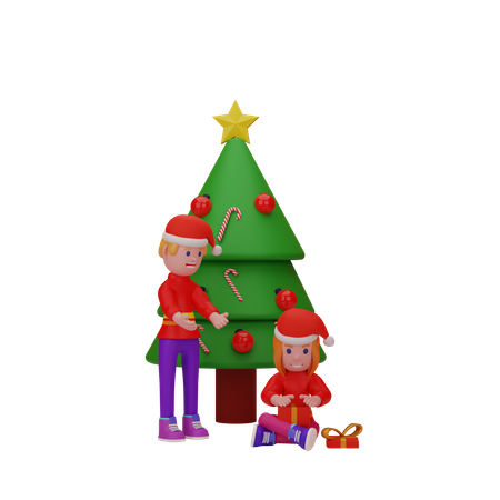 People Open Christmas Gift  3D Icon