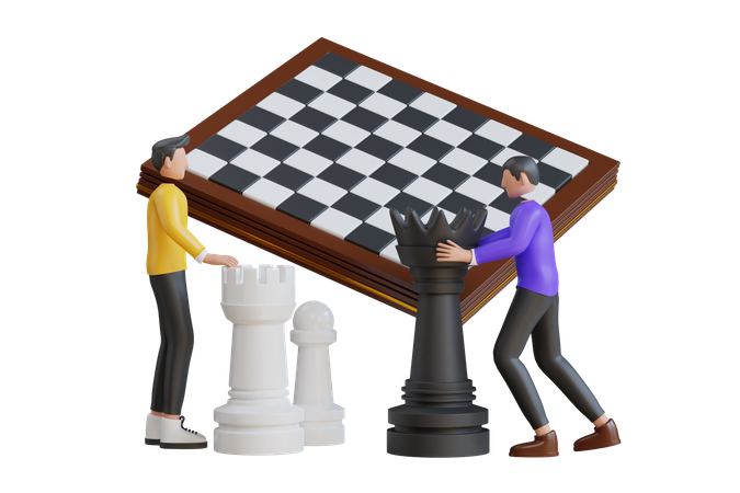 People Playing Chess  3D Illustration