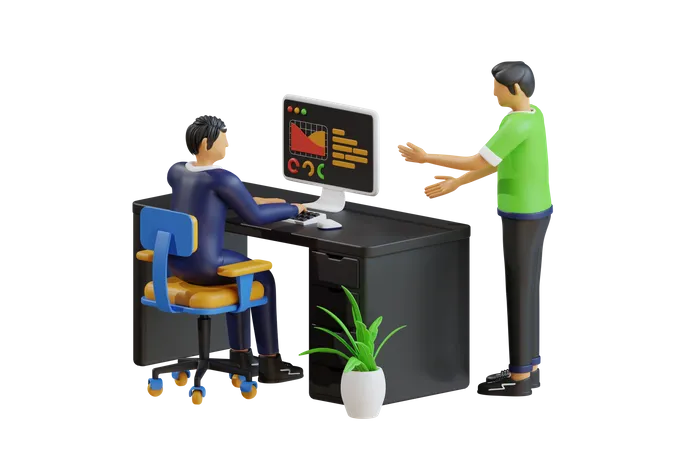 People talking in office 3D Illustration
