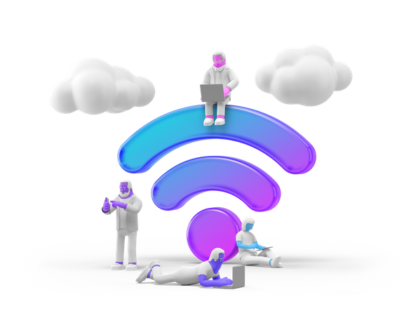 People Using WIFI  3D Illustration