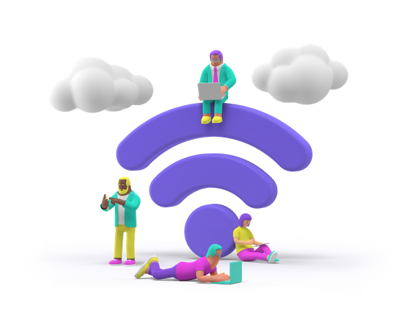 People Using WIFI  3D Illustration