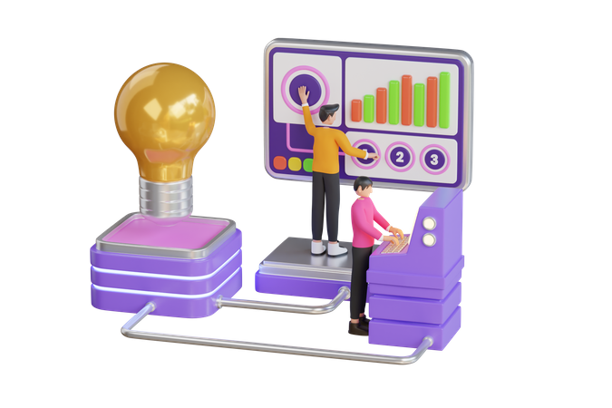 People work in a team and achieve the goal  3D Illustration