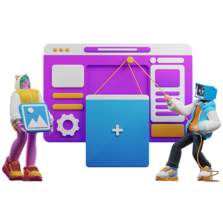 People Working On Website Development  3D Icon