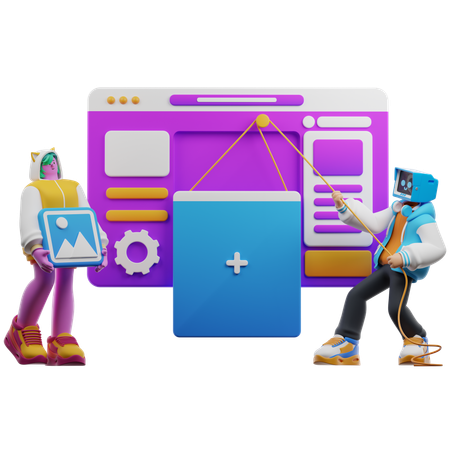 People Working On Website Development  3D Illustration