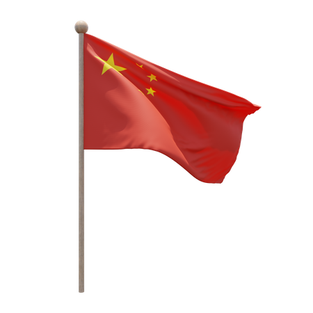 Peoples Republic of China Flag Pole  3D Flag