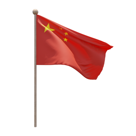 Peoples Republic of China Flag Pole 3D Illustration