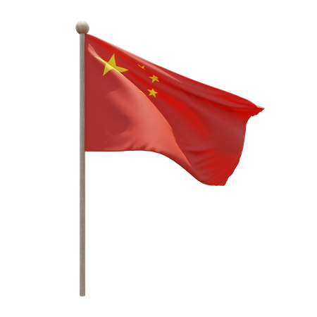 Peoples Republic of China Flagpole 3D Illustration